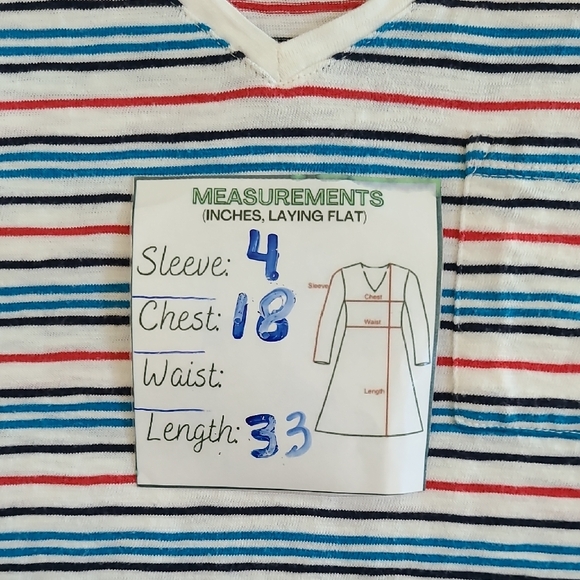 GAP Red White Blue Easy Tee Striped T-shirt V-Neck Dress 100% Cotton Medium - Picture 14 of 14